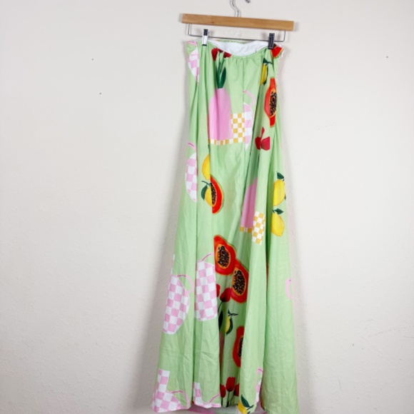 Petal & Pup Piccolo Strapless Maxi Green Papaya Dress Size Medium - Picture 3 of 5